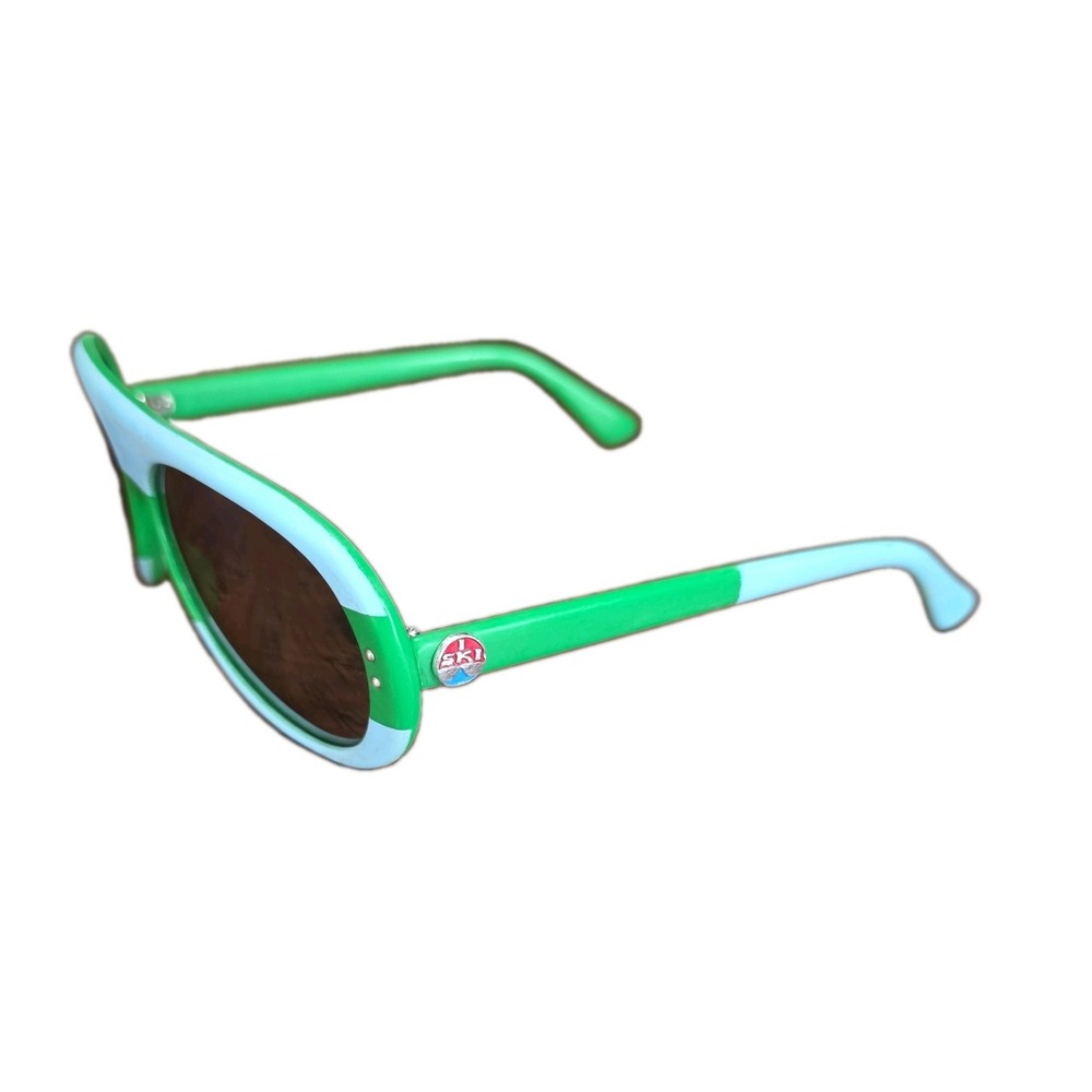 Vintage 1970s I Ski Japan "Summit 461" Mirrored Aviator Sunglasses Green Blue